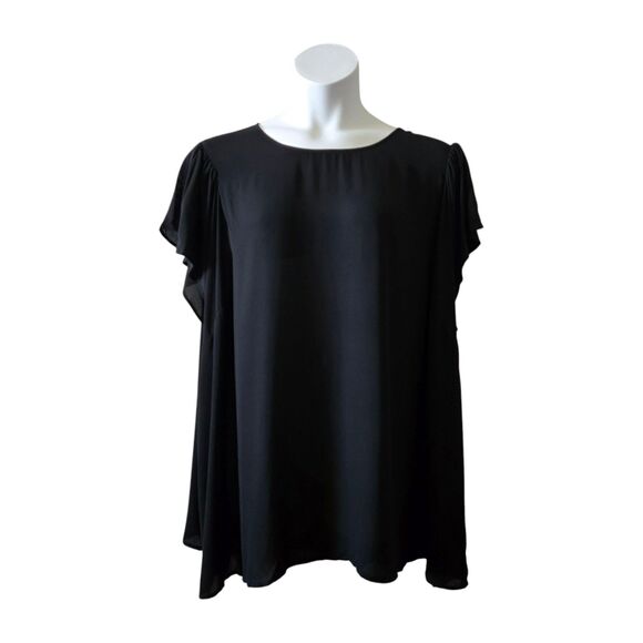 NWT Torrid Women's Georgette Dolman Black Flutter Short Sleeve Top Plus 5X 28 - Picture 1 of 10